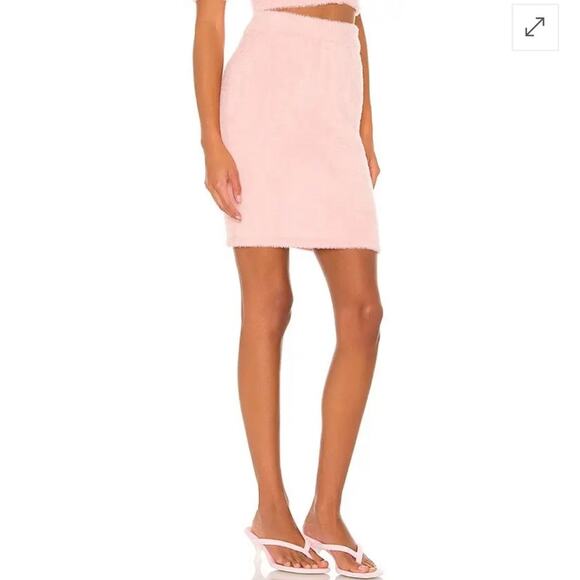 Revolve AMANDA UPRICHARD Charlett Rouge Pink Fuzzy Clueless Sweater Mini Skirt S - Picture 1 of 7